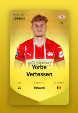 Yorbe Vertessen Sorare Limitedカード2021-22